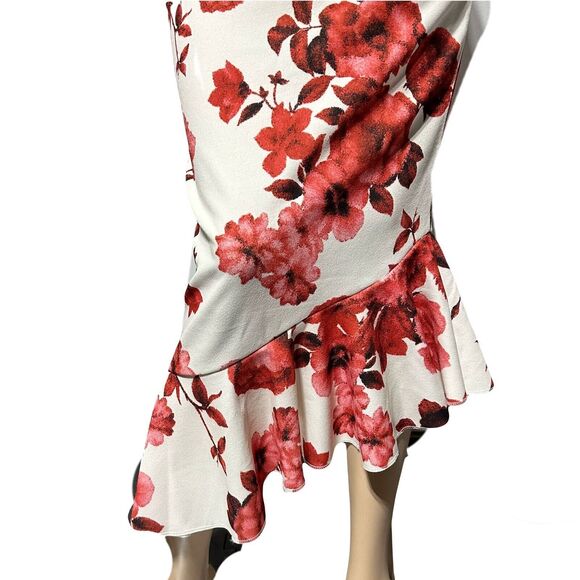 Nasty Gal Asymmetrical Frill Hem Midi Maxi Dress Size US 4 Sheath Floral NWT - Picture 4 of 10